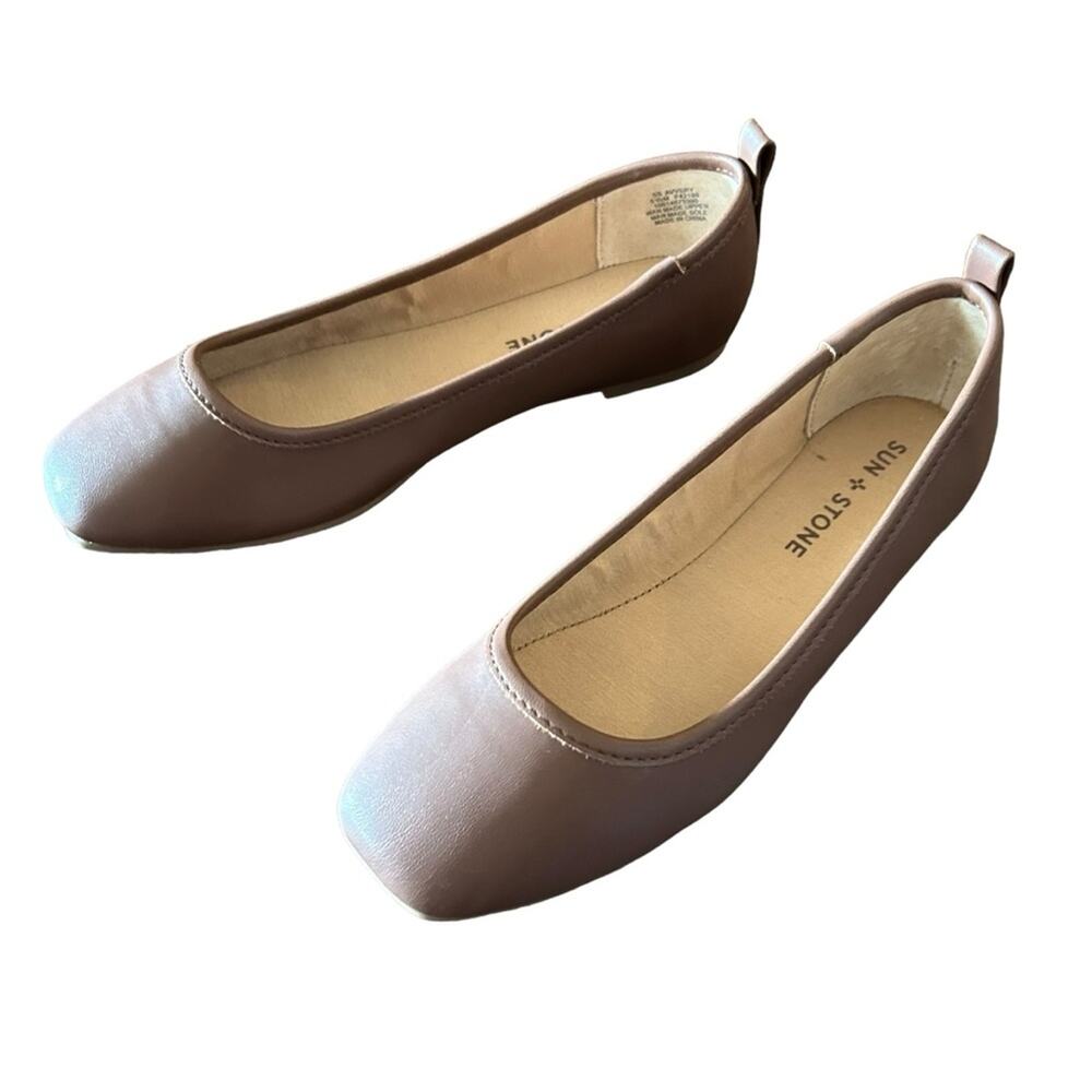 Sun + Stone Square Toe Classic Ballet Flats Comfort Shoe NEW  Size 5.5